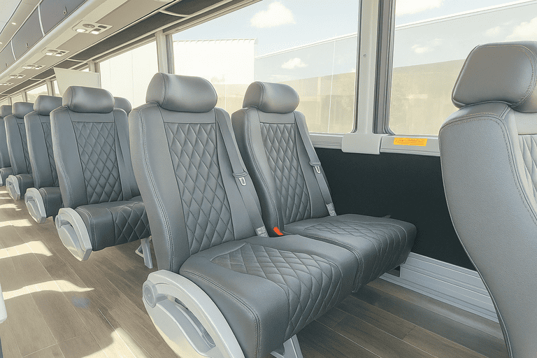 interior of Evansville Coach Bus Service charter bus